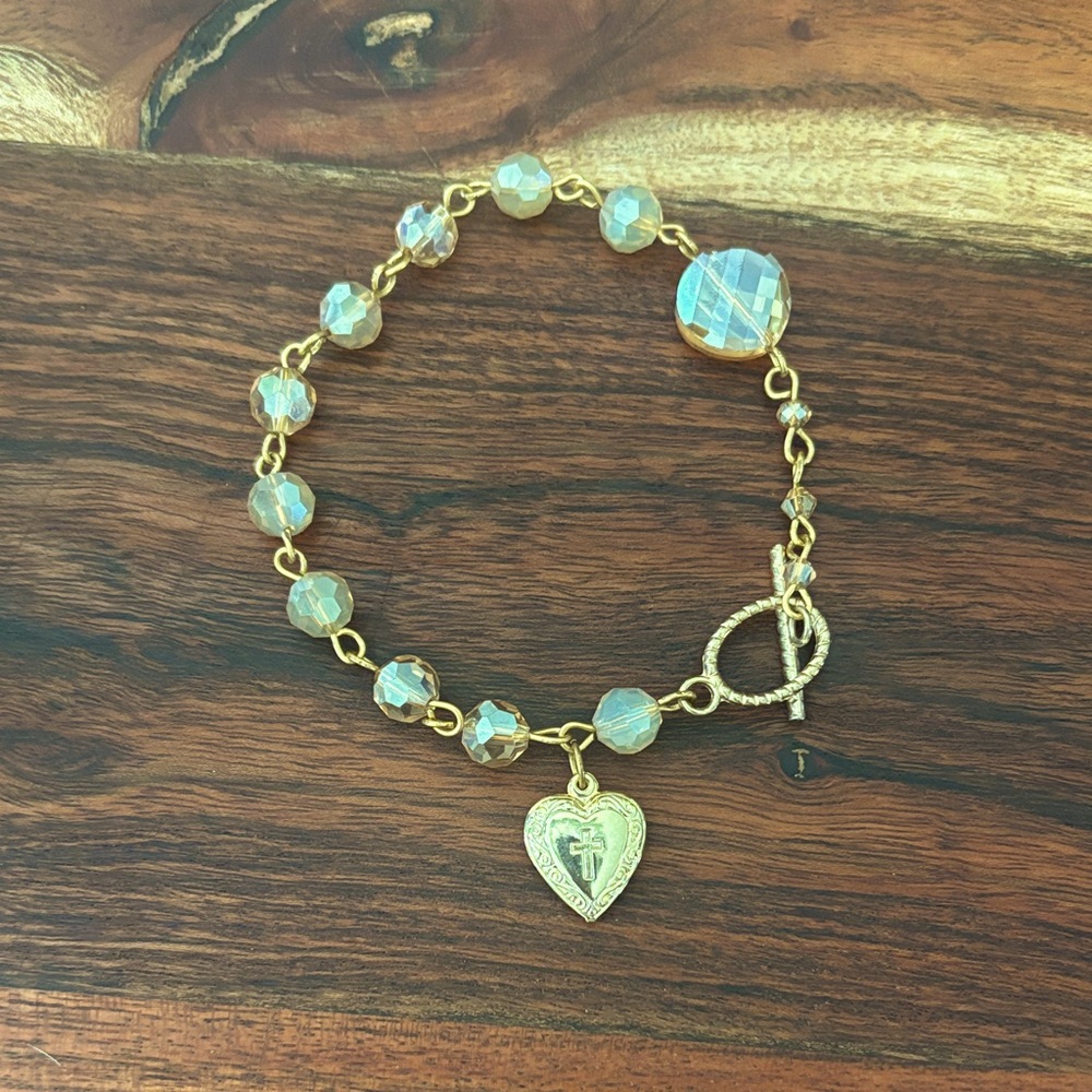 Gold and Citrine Crystal Sacred Heart Bracelet